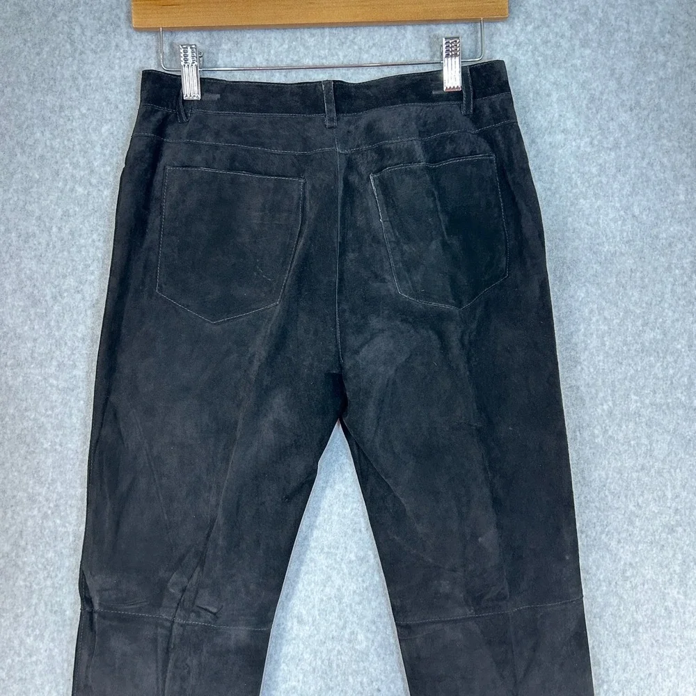 Y2K Kenneth‎ Cole New York Black Suede Leather Pants Straight Leg Womens Size 2